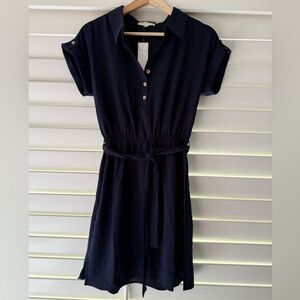 joie de vivre Navy Blue Button-Up Dress